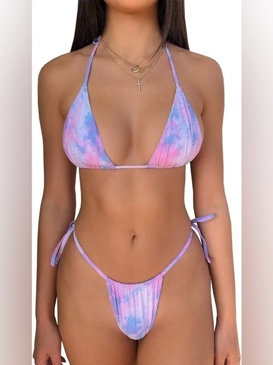 Ibiza Vibe Other - Two Piece Triangle Bikini Set Tie Die